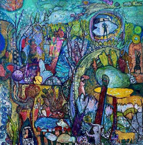 Fantasy garden with people