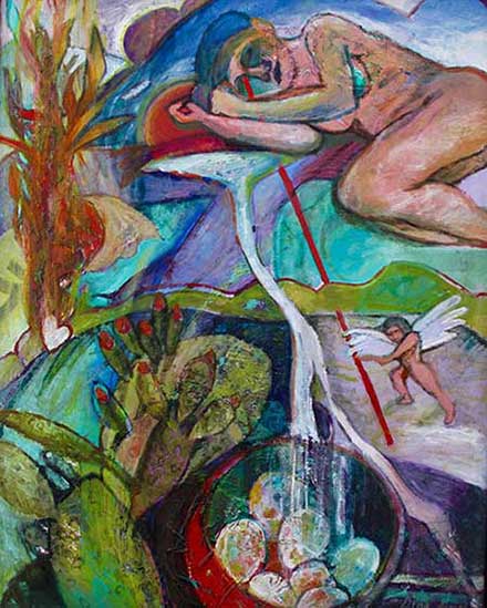 Naked woman dreaming