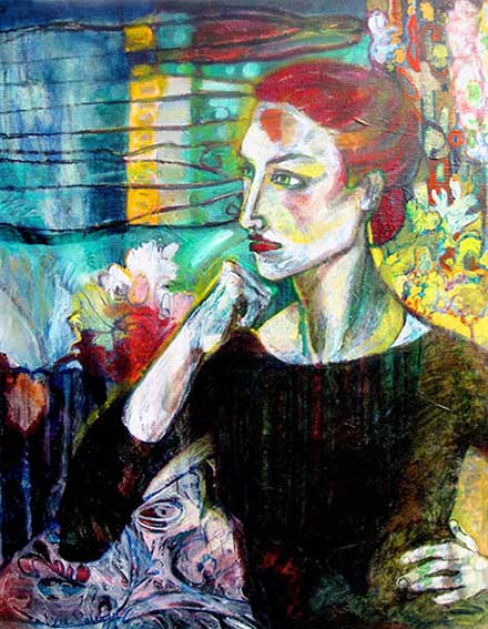 Woman with red hair and flowers