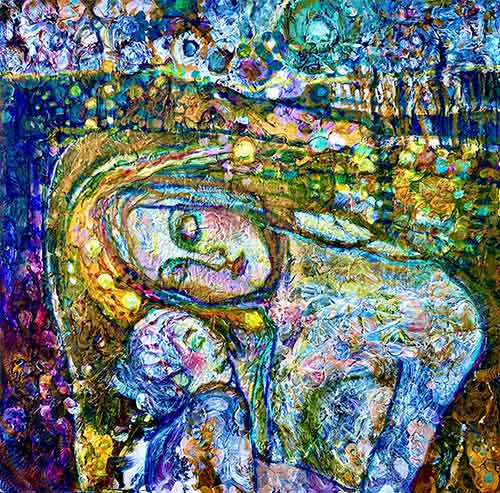 Mother and child hugging