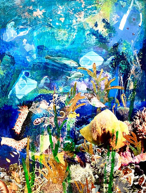 Distressed coral reefs.