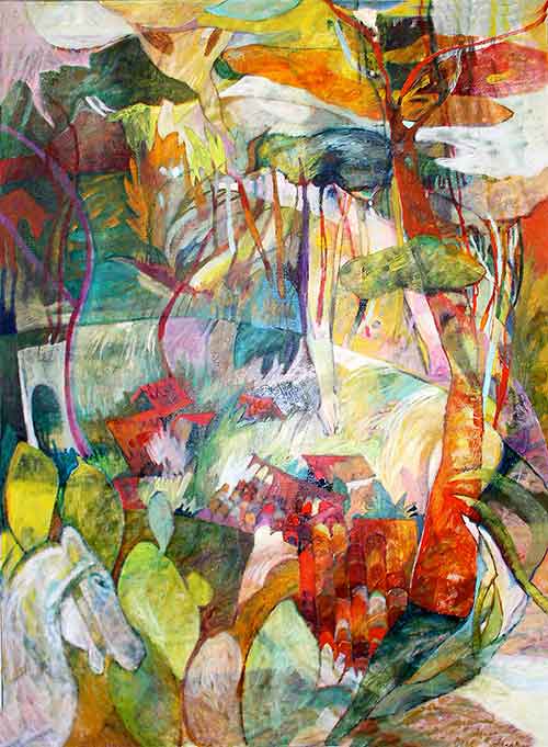 Abstract landscape with cactus