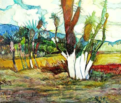 Joshua tree and cactus in the desert