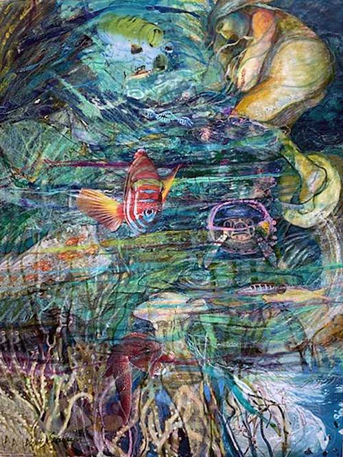 Distressed coral reefs.