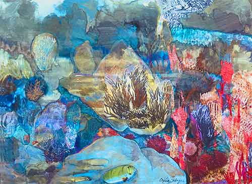 Ocean underwater with seaweed