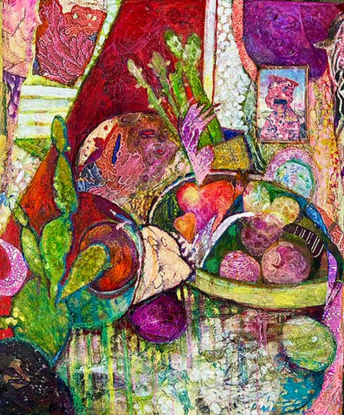 A bowl with fruit, abstract.