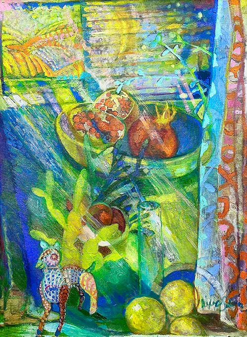 Lemons in a bowl by an open window