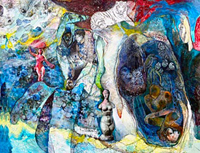 Painted collage abstract.