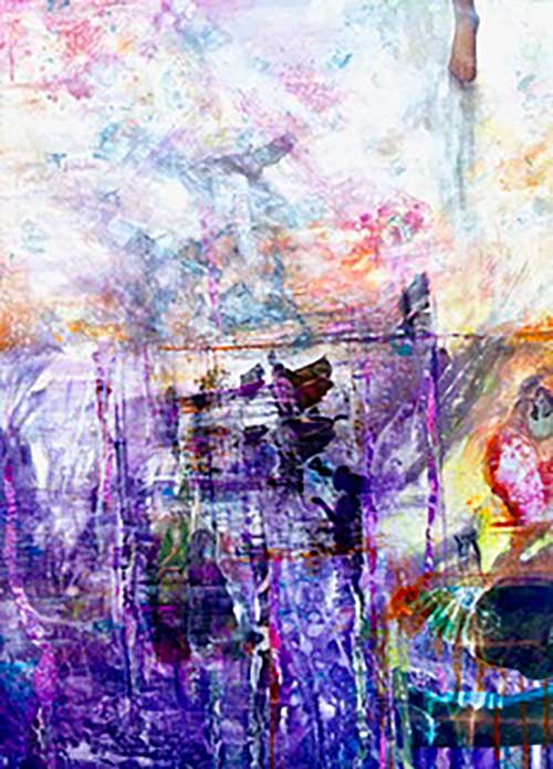 Painted collage abstract.