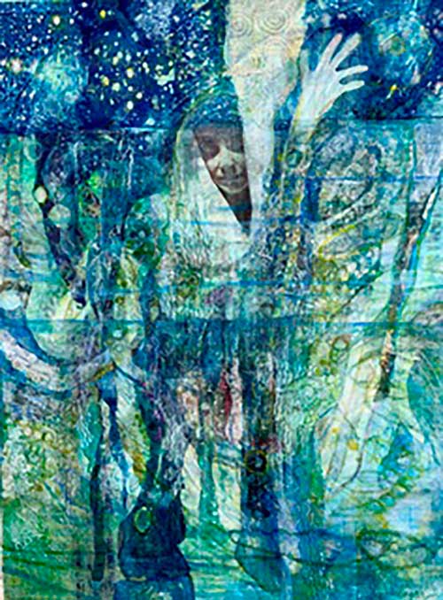 Painted collage abstract.